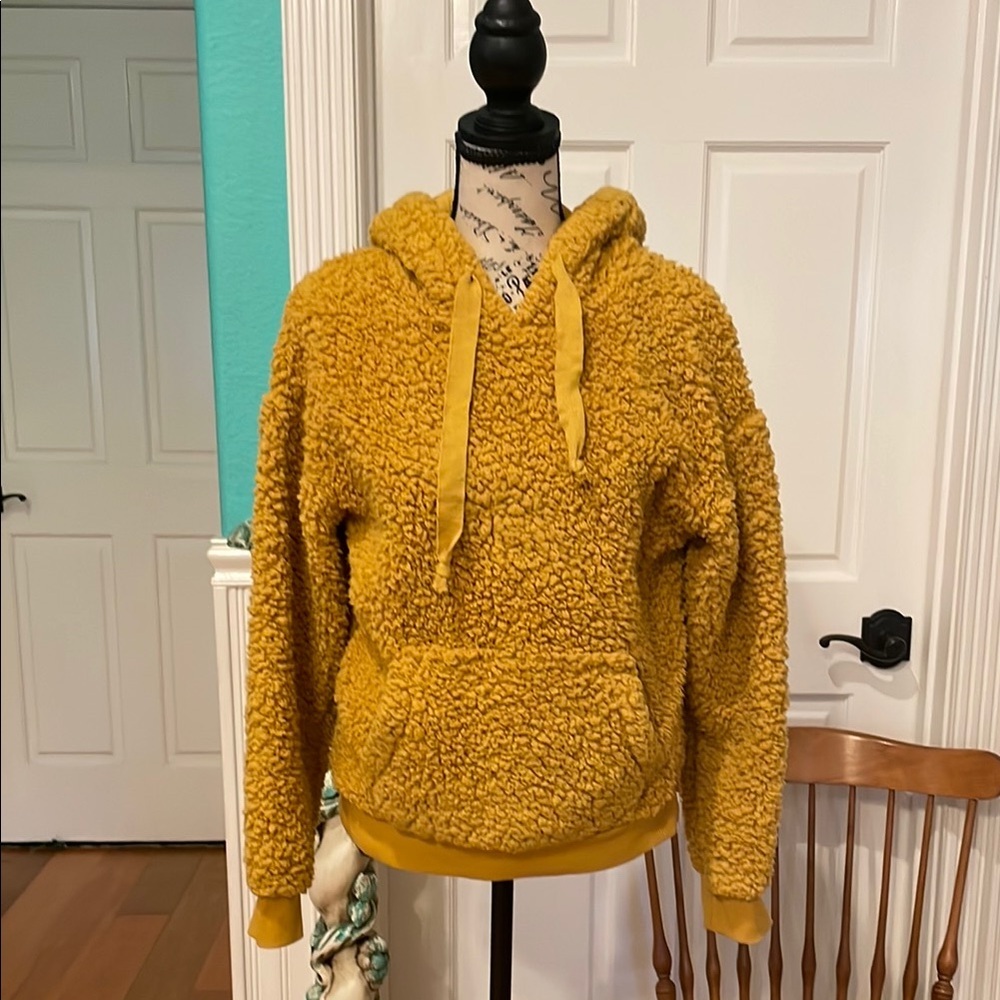 Love Tree Cozy Mustard Yellow Sherpa Hoodie